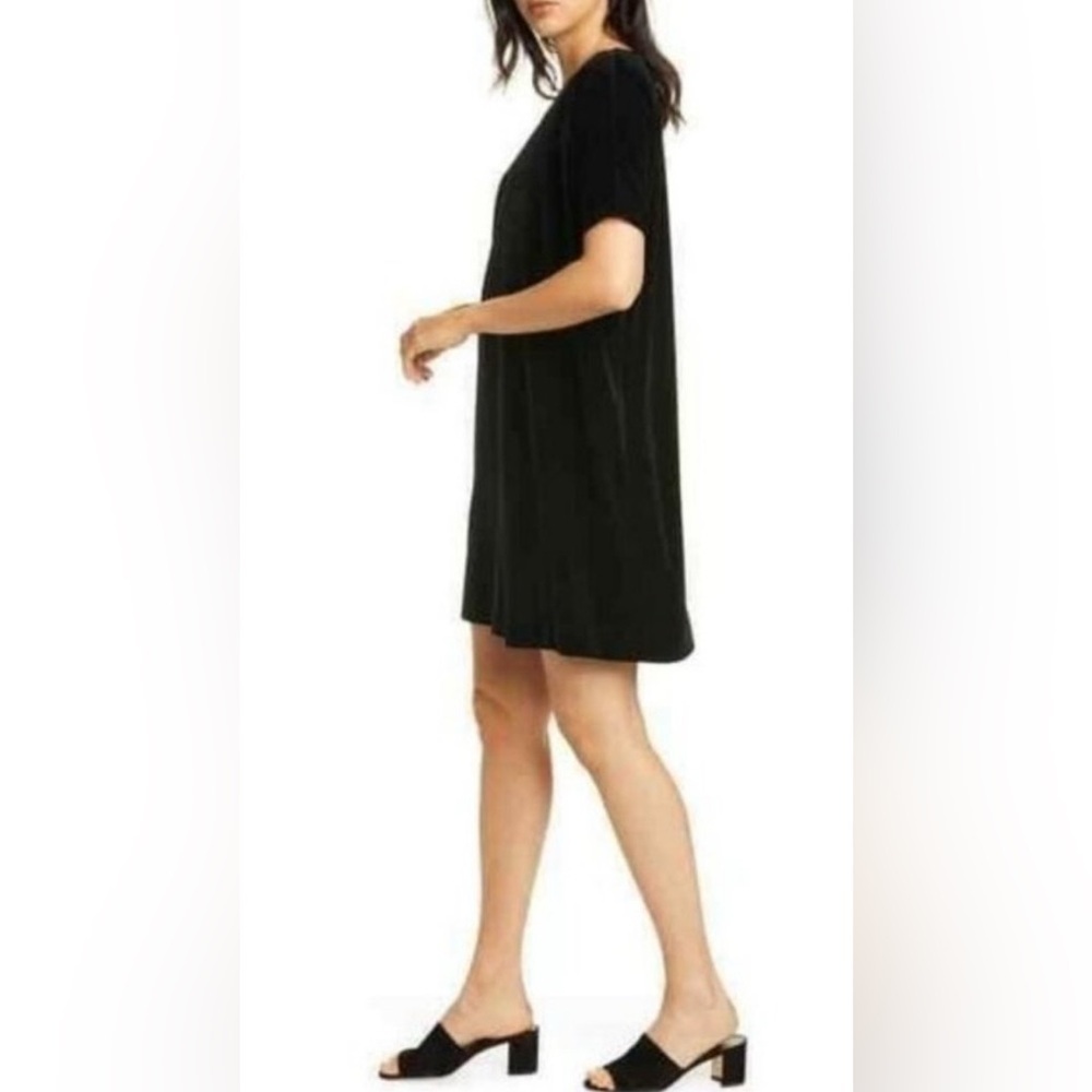 EILEEN FISHER Velvet Short Sleeve Sheath Dress in Black Size Extra Small